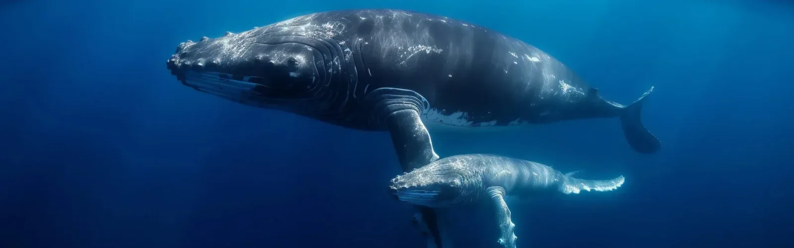 A whale at the ocean surface, Oceanic Integrity as one of three pillars of the 4% Restoration Mandate at the regenerative five-star Agaporia estate. The Mandate channels nature-positive capital across terrestrial sovereignty, oceanic integrity, and human equity.